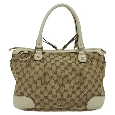 Pre-owned Gucci Sukey Beige Canvas Tote Bag ()