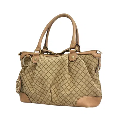 Gucci Sukey Beige Canvas Tote Bag () In Brown