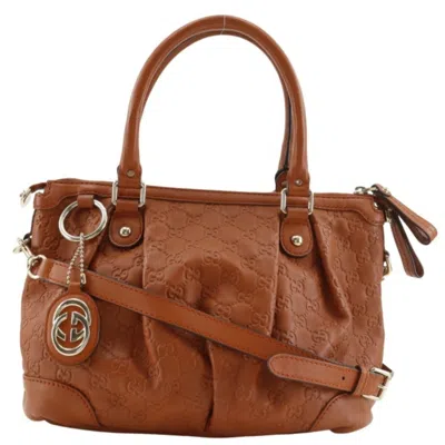 Pre-owned Gucci Sukey Brown Gg Leather Tote Bag ()