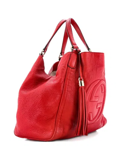 Pre-owned Gucci Sukey Ssima Leather Large Tote Bag In Red