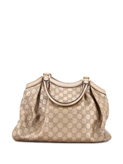 Pre-owned Gucci Sukey Ssima Leather Medium Tote Bag In Gold