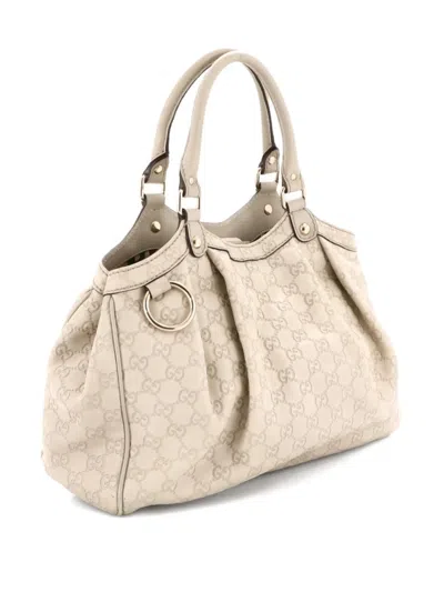 Pre-owned Gucci Sukey Ssima Leather Medium Tote Bag In Neutral