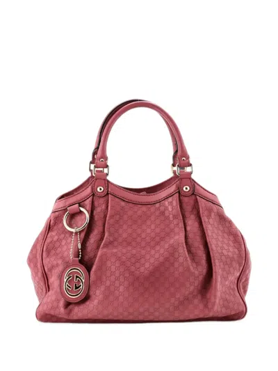 Pre-owned Gucci Sukey Ssima Leather Medium Tote Bag In Pink