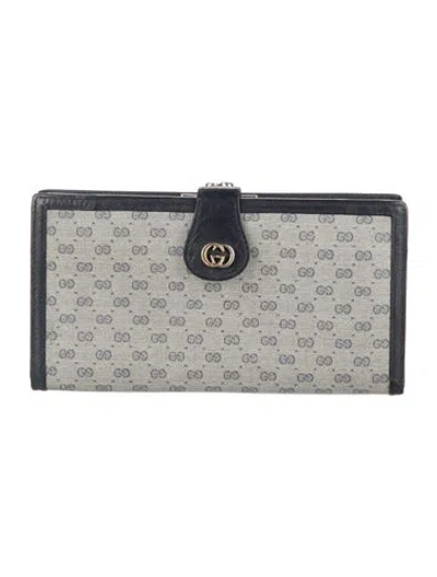Pre-owned Gucci Sukey Logo Graphic Print Continental Wallet In Blue
