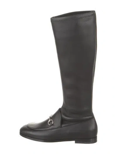 Pre-owned Gucci Sukey Logo Leather Riding Boots W/ Tags In Black