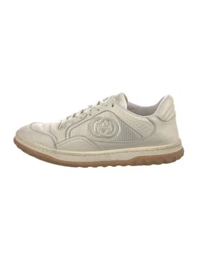Pre-owned Gucci Sukey Logo Leather Sneakers In White