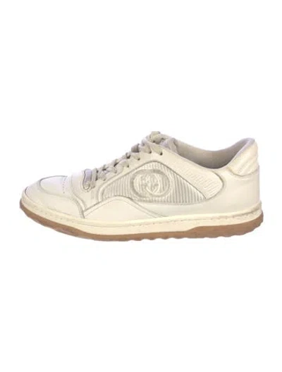 Pre-owned Gucci Sukey Logo Leather Sneakers In White