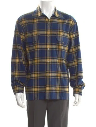Pre-owned Gucci Sukey Logo Plaid Print Shirt In Blue