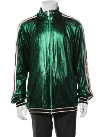 Pre-owned Gucci Sukey Logo Striped Windbreaker In Green