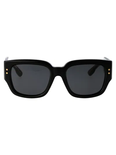 Gucci Eyewear Square Frame Sunglasses In 001 Black Black Grey
