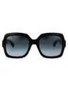 Gucci Women's Oversized Rectangle Sunglasses In 001 Black Black Grey