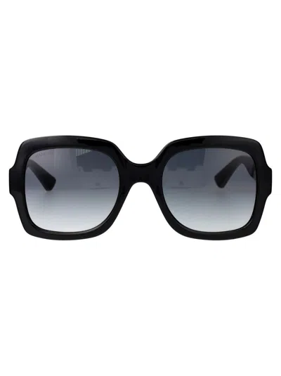 Gucci Rectangular Frame Sunglasses Sunglasses In 001 Black Black Grey