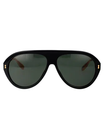 Gucci Sunglasses In 001 Black Gold Grey