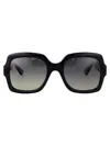 Gucci Women's Oversized Rectangle Sunglasses In 002 Black Black Grey