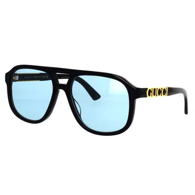 Gucci Sunglasses In 004 Black Black Blue