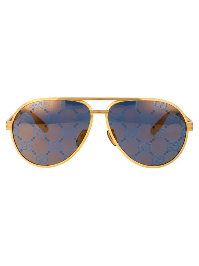 Gucci Sunglasses In 005 Gold Gold Blue
