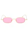 Gucci Eyewear Rectangular Frame Sunglasses In 005 Gold Gold Pink