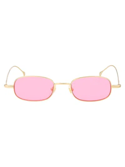 Gucci Eyewear Rectangular Frame Sunglasses In 005 Gold Gold Pink