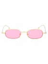 Gucci Eyewear Rectangular Frame Sunglasses In 005 Gold Gold Pink