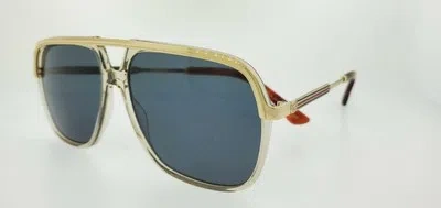 Pre-owned Gucci Sunglasses 0200s 004 57mm Clear Gold Frame With Grey Lenses In Gray