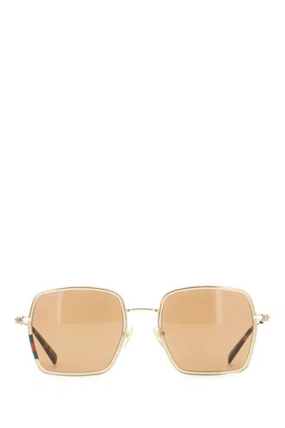 Gucci Metal Sunglasses With Rectangular Frame And Tinted Lenses