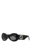 Gucci Black-black-grey Acetate Sunglasses In Black