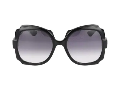 Gucci Logo-engraved Square-frame Sunglasses In Black Black Grey