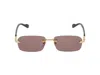 Gucci Rimless Rectangle-frame Sunglasses In Brown