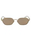 Gucci Gold Ivory Pink Metal Sunglasses In Brown