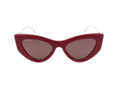 Gucci Sunglasses In Burgundy Gold Violet