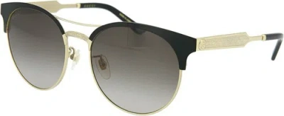 Pre-owned Gucci Sunglasses Gg0075s 002 56mm Black Gold / Grey Lens In Gray