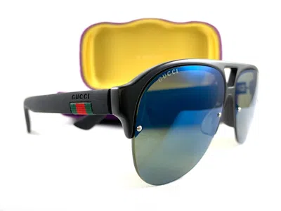 Pre-owned Gucci Sunglasses Gg0170s Black Blue 002 Authentic