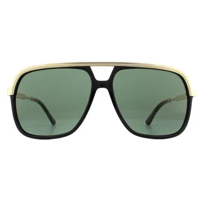 Pre-owned Gucci Sunglasses Gg0200s 001 Black And Gold Green