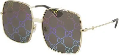 Pre-owned Gucci Sunglasses Gg0414s 003 60mm Gold / Multi Mirror  Logo [60-17-140] In Green
