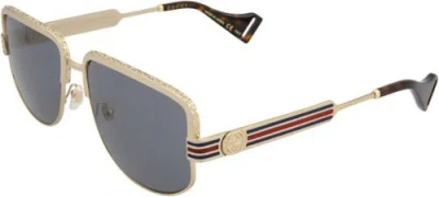 Pre-owned Gucci Sunglasses Gg0585s 004 59mm Gold / Blue Lens