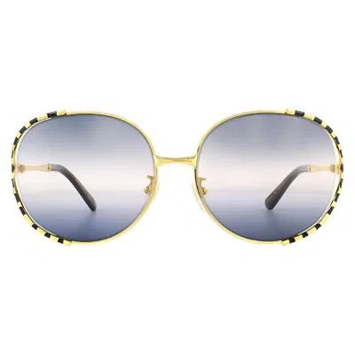 Pre-owned Gucci Sunglasses Gg0595s 001 Gold And Black Double Gray Gradient