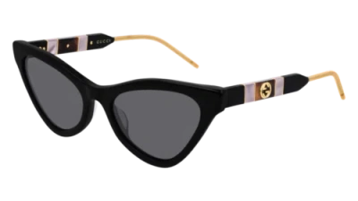 Pre-owned Gucci Sunglasses Gg0597s 001 Black Grey Woman In Gray
