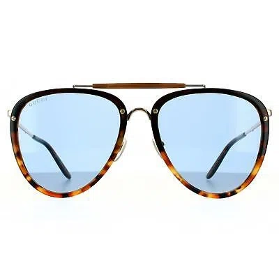 Pre-owned Gucci Sunglasses Gg0672s 004 Havana Blue In Brown