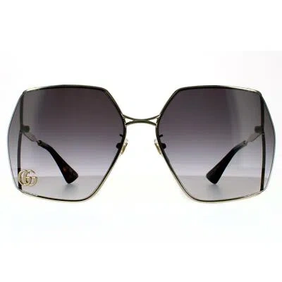 Pre-owned Gucci Sunglasses Gg0817s 006 Gold Gray Gradient