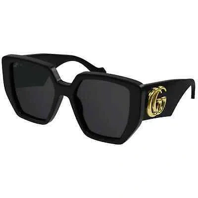 Pre-owned Gucci Sunglasses Gg0956s 003 Black Gold Grey Square Woman Authentic In Gray