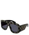 Gucci Men's Gg0983sm Monogram Acetate Shield Sunglasses In Crl