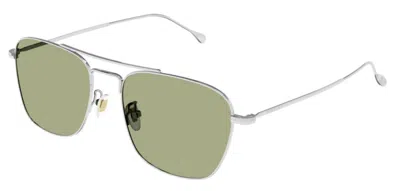 Pre-owned Gucci Sunglasses Gg1183s 008 56 Silver Frame Green Lens Man Sunglasses In Gray