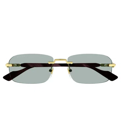 Gucci Sunglasses Gg1221 S 003 Gold/green Men In Blue