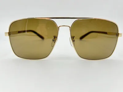 Pre-owned Gucci Sunglasses Gg1289s 002 Gold Brown 62-14-145 Xl Aviator W Case In Gray