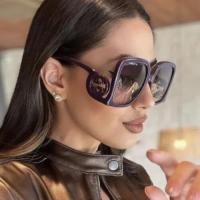 Pre-owned Gucci Sunglasses Gg1326s 003 Violet Purple Grey Gradient Women Large Authentic In Gray