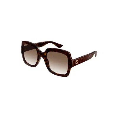 Gucci Gradient Gg Square Injection Plastic Sunglasses In Havana