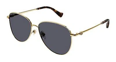 Pre-owned Gucci Sunglasses Gg1419s 001 Gold Grey Woman In Gray