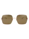 Gucci Gold Acetate Sunglasses In Brown