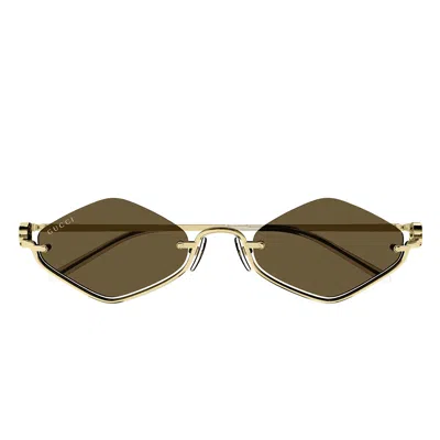 Gucci Sunglasses Gg1604 S 002 Gold/brown Unisex In Purple