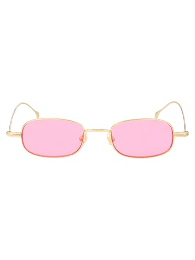 Gucci Eyewear Rectangular Frame Sunglasses In 005 Gold Gold Pink